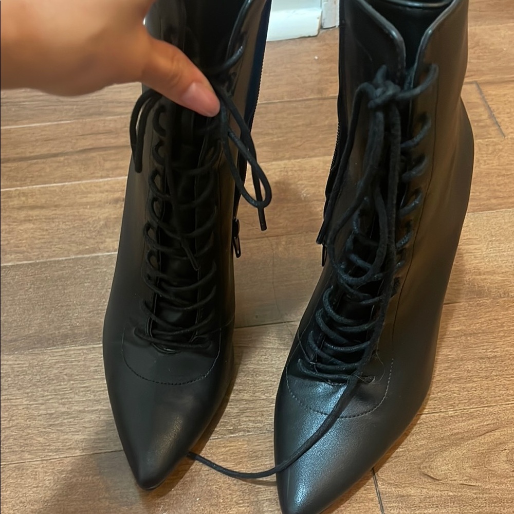 COPY - Elegant Black Lace-Up Ankle Boots - Picture 3 of 3